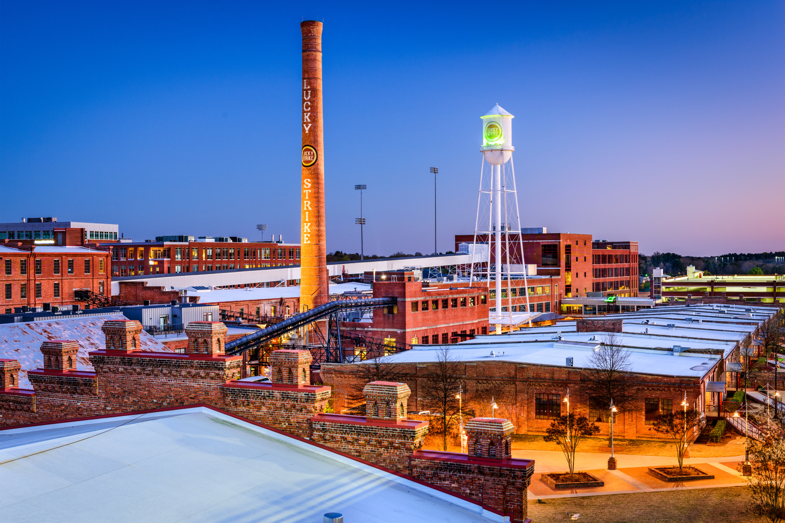 Downtown Durham North Carolina - American Tobacco District Bull City near Google and Durham bull ball park durham performing arts center american underground innovation district