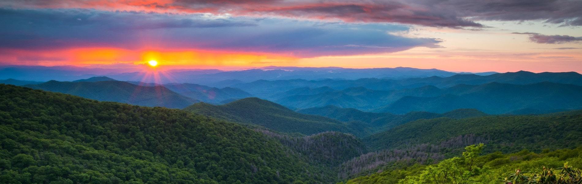 View of sunset near Wendell, North Carolina